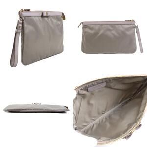 Salvatore Ferragamo Bag Clutch Gray Ribbon Leather Vara